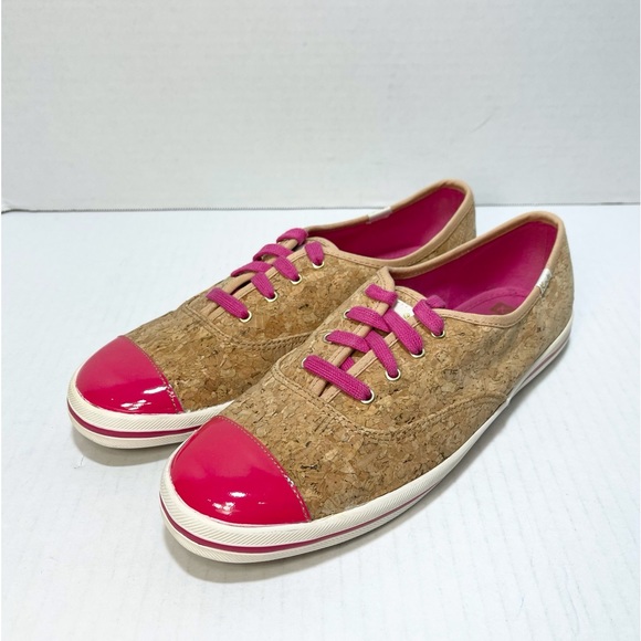 KEDS ♠️ Kate Spade Corkie Lipstick Pink Natural Cork Sneaker Size US 9.5 - Picture 2 of 12